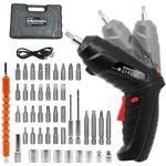 MQFORU Cordless Screwdriver, 47 in 1 Portable Cordless Drills, 3.6V Rechargeable Electric Screwdriver Kit, Dual Position Handle with USB Cable LED Light for Home Office DIY Tools