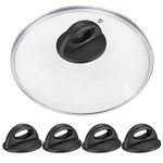 4 Packs Universal Pot Lid Replacement Knobs, Kitchen Cookware Lids Holding Handles Knobs, Saucepan Lids Cover Knobs for Casserole Kettle Glass Pot Pan Saucepan Lid Cover Knobs Handles - Black