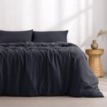 Dreamaker King Microfiber Quilt Cover Set, Ultra Soft Plush Pre Washed Microfibre Bedding, Duvet Cover & 2 Pillowcase, 3 Pieces, Navy, King Bed