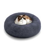 WESTERN HOME WH Calming Dog & Cat Bed, Anti-Anxiety Donut Cuddler Warming Cozy Soft Round Bed, Fluffy Faux Fur Plush Cushion Bed for Small Medium Dogs and Cats (20"/24"/27"/30")