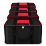 DALUCI Underbed Storage Bags for Clothes Pack of 4 Large Moisture Proof Organizer with Zipper Non Woven Foldable Storage Bag for Blanket Saree Wardrobe 54 x 46 x 28 cm (Black & Red - Large, 4 Pack)