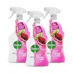 Dettol Antibacterial Multipurpose Cleaning Spray | Removes Grease & Burnt On Food, Pomegranate Scent, 1 Litre (Pack of 3)