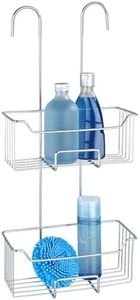 WENKO Etagère de Douche à Suspendre au Thermostat Milo | 2 paniers de Douche à Suspendre | Etagères Profondes|sans perçage | Protection carrelage| Acier INOX | 25x55x14 cm | Brillant