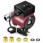 WiseWater 110V Hot Water Recirculating Pump, Stainless Steel Water Pressure Booster Pump, Quiet-Running 3-Speed Water Circulation Pump with 3/4’’ NPT Fittings for Hydronic Heating System -Red)