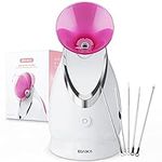 EZBASICS Facial Steamer Ionic Face Steamer for Home Facial, Warm Mist Humidifier Atomizer for Face Sauna Spa Sinuses Moisturizing, Unclogs Pores, with Stainless Steel Skin Kit(Pink)