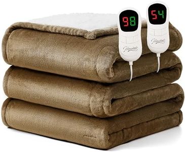 Homemate Electric Heated Blanket King - 100"x90" Heating Blanket King Size Dual Control 1/2/4/6/8 Hours Auto-Off 10 Heat Level Over-Heat Protection Flannel Sherpa ETL Certification