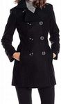 Anne Klein Women's Classic Double Breasted Coat, Black, Large