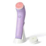 Fancii Facial Cleansing Brush with Self Cleaning Station, Rechargeable & Waterproof - Electric Face Scrubber for Gentle Exfoliation and Deep Scrubbing - 2 Exfoliating Brush Heads, Skylar (Purple)