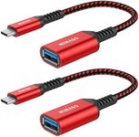 NIMASO USB C to USB 3.1 Adapter 2 Pack,OTG Cable Type C Male to USB Female OTG Adaptor Compatible with iPhone 15,MacBook 2018,iPad Pro, Samsung Galaxy S23/S22/A53, Huawei P60/P50,Google Pixel-Red