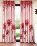 Home Sizzler 2 Pieces Sunflower Panel Eyelet Polyester Door Curtains - 7 Feet, Maroon