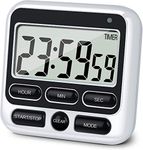 Upgraded Digital Kitchen Timer, ON/OFF Switch, 12/24 Hour Clock and Silent Timers, Count Up & Count Down for Kids Teachers Cooking Games Office, Large LCD Display, Loud Alarm and Strong Magnet (Black)