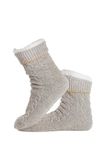 Camille Womens Super Soft Fluffy Bed Socks- 1 Pair Grey Chenille Lurex Cable Knit Thread Thick Sherpa Lined Fuzzy Socks- Non Slip One Size Comfy Winter Slipper Socks.