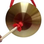 LOONELO Gong Instrument with 16.4 inch(42cm),Chinese Traditional Percussion Instrument Brass Gong with Wooden Mallet and Red Hanging Ribbon for Home Office Celebration