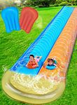 Dimple Slip and Slide Inflatable Water Slide with Sprinkler and 2 Bodyboards - Perfect Summer Toy for Kids with Build in Sprinkler for Backyard - 16ft x 5ft