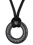 Viking Runes Necklace with Leather 
