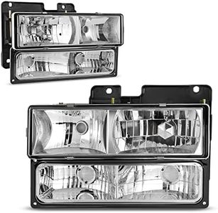 AUTOSAVER88 Headlight Assembly with Bumper Lights Compatible with 1990-1999 Chevy C/K Suburban Silverado Tahoe Blazer GMC C/K Yukon Pickup Truck Headlamps