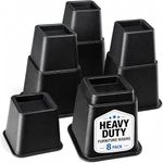 Home-it Heavy Duty Adjustable Bed Risers or Furniture Riser bed lifts - Heights of 8, 5 or 3 Inches, Set of 4 (Black)