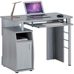 Computer and Writing Desk with Cupboard, Storage & Retractable Keyboard Shelf in Silver Grey - Piranha Furniture Elver PC 1y