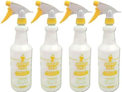 EZPRO USA Small Size Solid 16 oz Plastic Empty Spray Bottles Mist for Cleaning Solutions, Spray Bottle with Measurements, Upside Down Squirt Bottle, 4 Pack