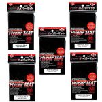 KMC Hyper Mat Trading Card Sleeves Deck Protectors Cards - 5 Sets (5 Packs/total 400 Sheets) - Japan Import - Made in Japan (Black)