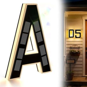 Solar-Powered Outdoor House Number Light, 2026 New 6.7 Inch Solar Lighted House Numbers for Outside Lighting, Personalized Backlit Number for Home Exterior Apartments Hotels Factories (A)