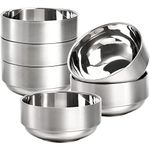 Lyellfe 6 Pack 18/8 Stainless Steel Bowls, Double Walled Insulated Soup Bowls, 12 Oz Unbreakable Snack Bowl for Rice, Cereal, Ice Cream, Hot Cold Foods, Lead-Free, Dishwasher Safe