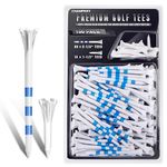 CHAMPKEY Professional 5 Prongs Golf Tees 100 Pack | 85 Driver Tees with 15 Iron/Hybrid Tees Mixed Pack | Low Friction and Resistance Golf Plastic Tees (White, 3-1/4" & 1-1/2")