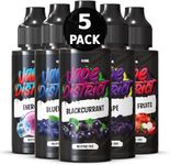 Vape District Vape Liquid 5 x 100ml Energy Ice + Blueberry + Blackcurrant + Grape + Summer Fruits Vape Juice E Liquid 70VG/30PG E-Liquid Ecig Juice No Nicotine Short Fill