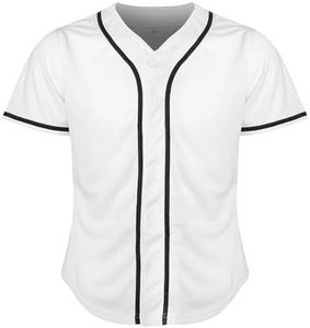 MESOSPERO Womens Button Down Shirts Short Sleeve Sports Uniforms Blank Baseball Jersey S-XXL (XX-Large, White)