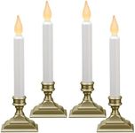 612 Vermont Battery Operated LED Window Candles with Flickering Amber Flame, Automatic Timer, 9.75 Inches Tall, VT-1206P (Pack of 4, Pewter)
