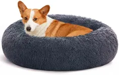 Love's cabin 30in Dog Bed for Medium Dogs - Round Fluffy Donut Ultra Plush Washable Cat Pet Bed,Calming Cushion Bed for Joint-Relief and Sleep Improvement,Bluish Grey