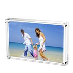 Acrylic Picture Frames 10x15 cm (4x6 inch) Clear Double Sided Block Set, Desktop Frameless Magnetic Photo Frame