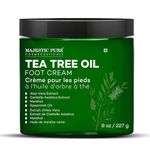 MAJESTIC PURE Tea Tree Oil Foot Cream for Men & Women | Aloe Vera Extract, Spearmint Oil, Menthol - For Dry Skin | support moisturized and soft skin | 8 Oz