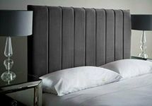 9panel plush velvet 30" Height Bed Headboard (4ft6 (Double), Grey)
