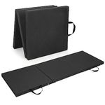 Trintion Tri-Fold 1.5" Thick Folding Gymnastics Exercise Mat Non Slip Soft Foam Yoga Mat with Carry Strap Handles for Tumbling Camping Pilates Home Training Floor Workout Aerobics 180x60x4CM (Black)