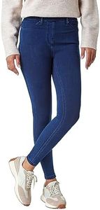 Roman Originals Jeggings for Women UK Jean Ladies Stretchy Trousers Denim Leggings High Waist Rise Pull On Skinny Straight Leg Cotton Pants Flattering Smart - Midnight Blue (31 in) - Size 14