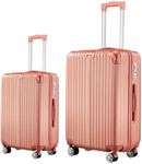 2 Piece Luggage Set Travel Suitcases Carry On Luggage ABS+PC 20/28 inch Lightweight with TSA Lock 6 Packing Cubes Rose Gold