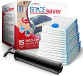 SpaceSaver Vacuum Storage Bags - Clothes Storage Bag Vacuum Pack - Space Saver Vacuum Storage Bags for Clothes Storage, Vacuum Bags for Bedding - Vacuum Bags for Clothes with Pump (VARIETY 15-Pack)