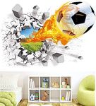 U-Shark 3D Self-adesive Removable Break Through The Wall Vinyl Wall Stickers/Murals Art Decals Decorator Kid's Favor (Soccer (2 Sheets of 28"w X 10"h/70x25cm))