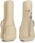 Flexzion Ukulele Case Bag - Ukulele 23 Inch Concert Backpack Soft Case - Waterproof Uke Gig Bag with Carrying Handle, Pocket & Adjustable Shoulder Strap, Beige
