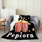 Girl Loves Popcorn Flannel Fleece Throw Blanket Kids,Movie Snacks Print Fuzzy Blanket for Bed Sofa Couch,Kawaii Star Bed Blanket Breathable Plush Blanket Room Decor 40"x50"