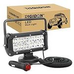 RIGIDON Portable Magnetic Base Square Led Work Light, 7 inch 36W Spot Beam, 12V 24V Driving Lights Lamp for Car Off road Truck 4x4 SUV ATV Tractors Excavator, 6000K White, Fog Lamp Led Search Lights