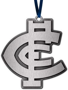 AFL Christmas Metal Ornament - Carlton Blues - Approx. 70 x 50mm