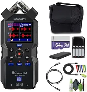 Zoom H4essential 4-Track 32-Bit Float Portable Audio Recorder With Accessibility Option, Stereo Microphones, 2 XLR/TRS Combo Inputs, USB Interface, for Musicians, Podcasters Bundle With Accessories