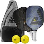 JOOLA Essentials Pickleball Paddles Set with Reinforced Fiberglass Surface and Honeycomb Polypropylene Core - includes 2 Pickleball Rackets, 2 Pickleball Balls, and Sling Bag