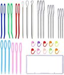 35pcs Yarn Needle Tapestry Needles,Darning Needle Yarn Needles,Big Eye Blunt Knitting Needles with Stitch Markers for Knitting Crocheting