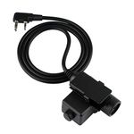 2 Pin Walkie Cable Adapter, U94 Kenwood Type Connector with PTT Button Tactical Noise Reduce Headsets 2.5mm Military Radio Headset Outdoors Accessories for Z Intercom Clipped on Clothing Belt