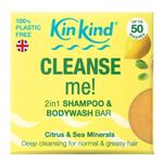 KinKind Shampoo Bar - CLEANSE me! 2 in 1 Solid Shampoo & BodyWash Bar | Normal to Greasy Hair | Natural Shampoo Bar, Travel Shampoo Bars for Hair UK | Up to 50 Washes - Vegan & Cruelty Free