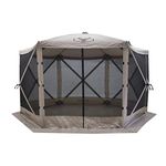 Gazelle G6 6-Sided 12 Foot x 12 Foot Pop Up Portable 8 Person Camping Gazebo Day Tent with Hub Design and Mesh Screen Windows, Desert Sand