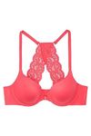 Victoria's Secret Lace Racerback Push Up Bra, Plunge Neck, Front Close, Smoothing (32B-38DDD)…, Watermelon, 32D